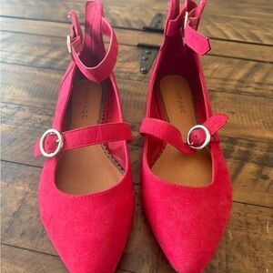 ❤️ Rampage Red Mary Jane Flats | Pointed Toe | Ankle Strap | Size 8.5